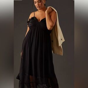 Anthropologie black flutter dress